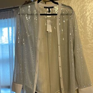 White House Black Market   Sequin Holiday Blouse
